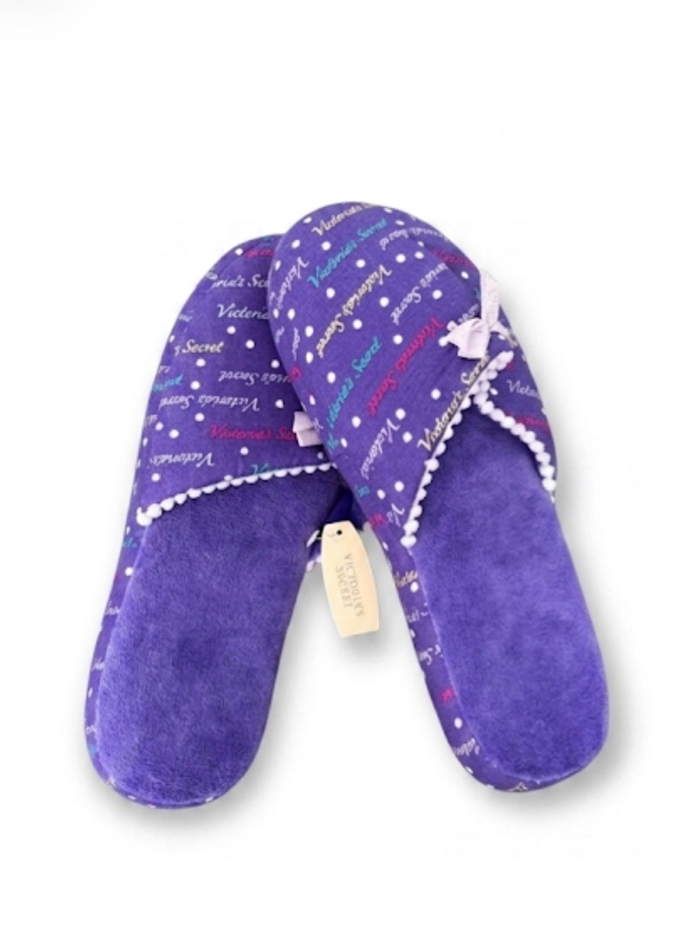 NWT Victoria's Secret Purple Plush Slippers with Bow